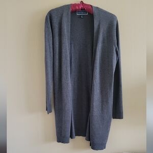 Karen Scott | Charcoal Gray Open Front Cardigan Accents Longer Length Small